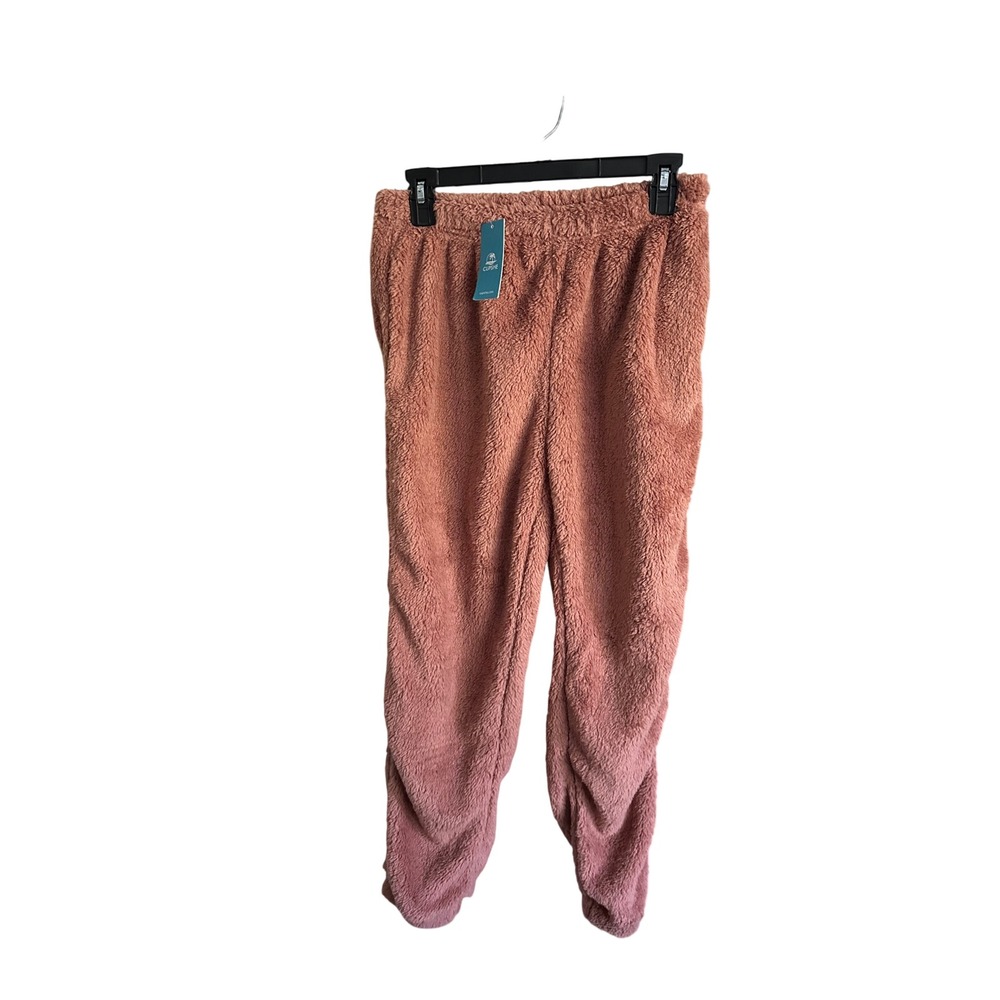 Cupshe Dusty Rose Sherpa Fleece Jogger Pants Lounge Teddy Cozy Pink